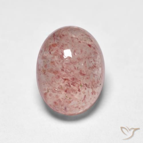 1.73ct طبيعي وردي فاتح كوارتز الفراولة, بيضوي, نصف شفاف