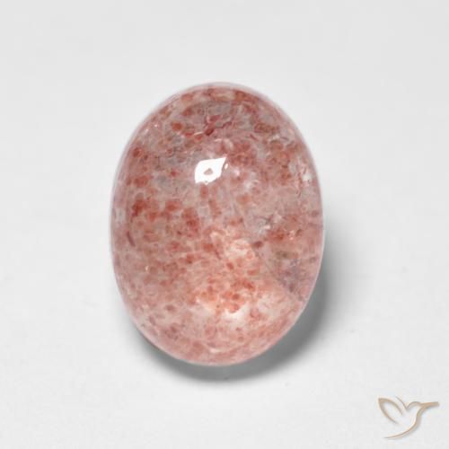 1.83ct طبيعي وردى متوسط كوارتز الفراولة, بيضوي, نصف شفاف