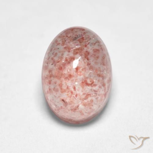 1.27ct طبيعي وردى ترابى كوارتز الفراولة, بيضوي, نصف شفاف