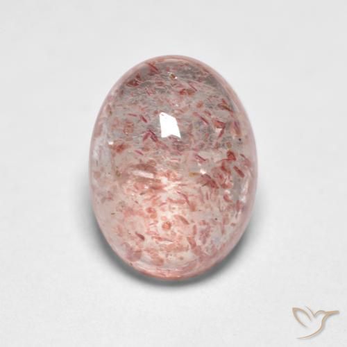 1.46ct طبيعي وردي فاتح كوارتز الفراولة, بيضوي, نصف شفاف