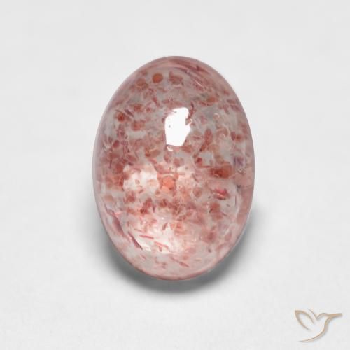 1.15ct طبيعي وردى ترابى كوارتز الفراولة, بيضوي, نصف شفاف