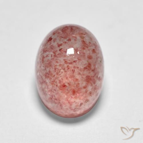1.82ct طبيعي وردى متوسط كوارتز الفراولة, بيضوي, نصف شفاف