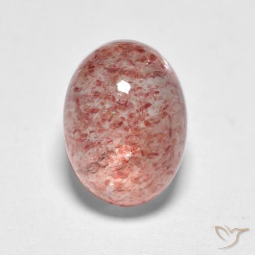 1.83ct طبيعي وردى متوسط كوارتز الفراولة, بيضوي, نصف شفاف
