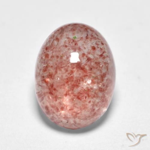 1.44ct طبيعي وردى توت العليق كوارتز الفراولة, بيضوي, نصف شفاف