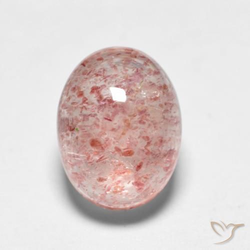 1.95ct طبيعي وردى متوسط كوارتز الفراولة, بيضوي, نصف شفاف