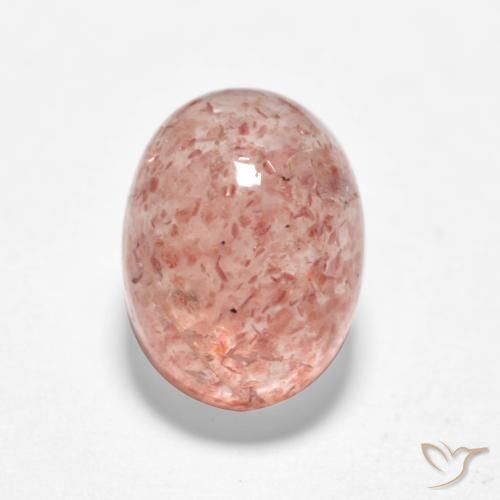 1.92ct طبيعي وردى ترابى كوارتز الفراولة, بيضوي, نصف شفاف