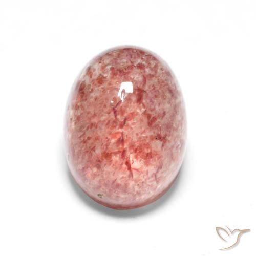1.76ct طبيعي وردى توت العليق كوارتز الفراولة, بيضوي, نصف شفاف