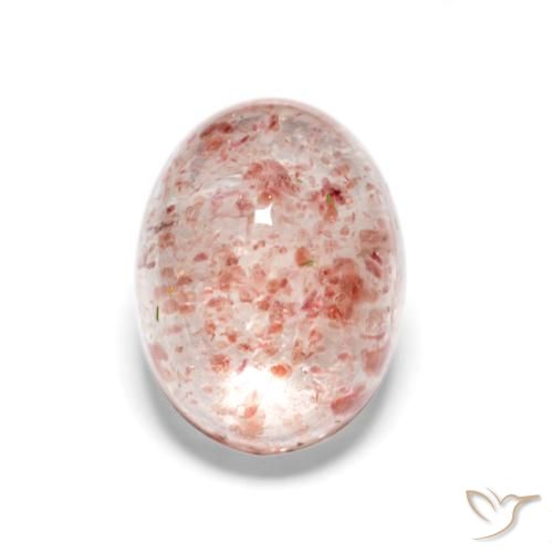 1.67ct طبيعي وردى ترابى كوارتز الفراولة, بيضوي, نصف شفاف