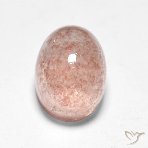 1.96ct طبيعي زهرى خوخى كوارتز الفراولة, بيضوي, نصف شفاف