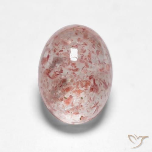 1.69ct طبيعي وردى متوسط كوارتز الفراولة, بيضوي, نصف شفاف