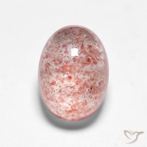 1.85ct طبيعي وردى زهرى فاتح كوارتز الفراولة, بيضوي, نصف شفاف