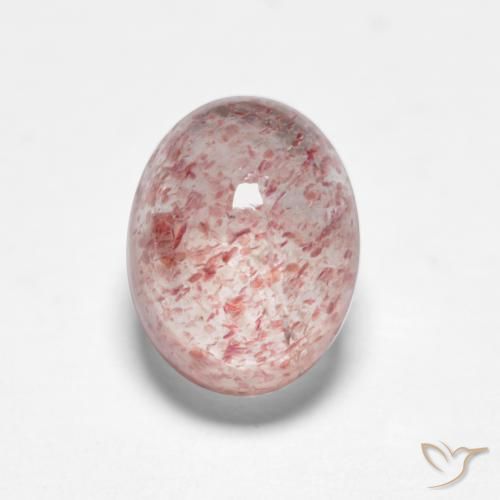 1.97ct طبيعي وردى العلكة فاتح كوارتز الفراولة, بيضوي, نصف شفاف