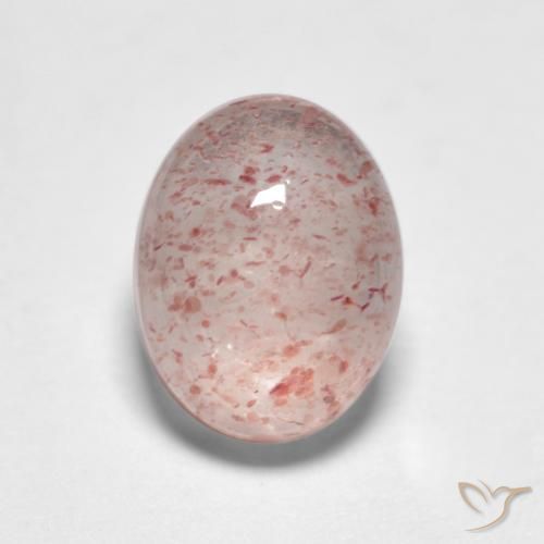 1.78ct طبيعي وردي فاتح كوارتز الفراولة, بيضوي, نصف شفاف