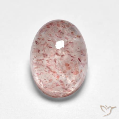 2.04ct طبيعي وردي فاتح كوارتز الفراولة, بيضوي, نصف شفاف