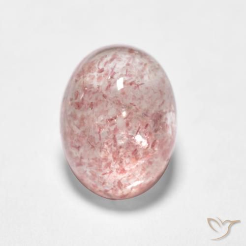 1.59ct طبيعي وردي فاتح كوارتز الفراولة, بيضوي, نصف شفاف