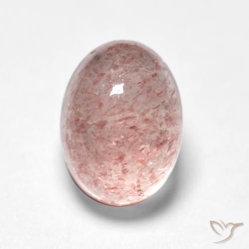 1.30ct طبيعي وردى متوسط كوارتز الفراولة, بيضوي, نصف شفاف