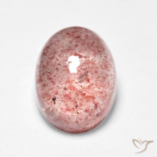 1.70ct طبيعي وردى ترابى كوارتز الفراولة, بيضوي, نصف شفاف