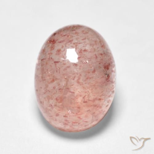 1.88ct طبيعي وردى فلامنجو كوارتز الفراولة, بيضوي, نصف شفاف
