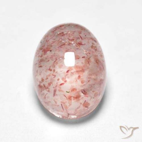 1.58ct طبيعي وردى فلامنجو كوارتز الفراولة, بيضوي, نصف شفاف
