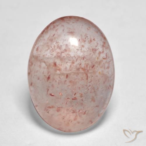 6.42ct طبيعي وردي فاتح كوارتز الفراولة, بيضوي, نصف شفاف