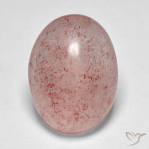 9.24ct طبيعي وردي فاتح كوارتز الفراولة, بيضوي, نصف شفاف