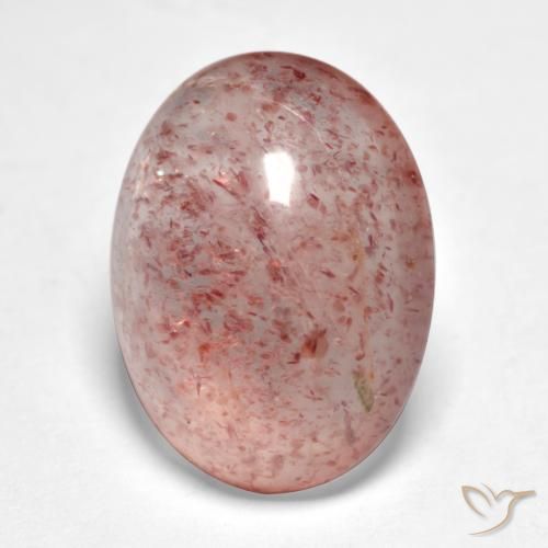 7.71ct طبيعي وردى ترابى كوارتز الفراولة, بيضوي, نصف شفاف
