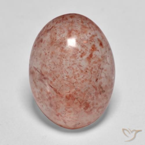 7.92ct طبيعي وردى ترابى كوارتز الفراولة, بيضوي, نصف شفاف