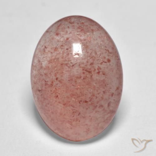 7.24ct طبيعي وردى متوسط كوارتز الفراولة, بيضوي, نصف شفاف