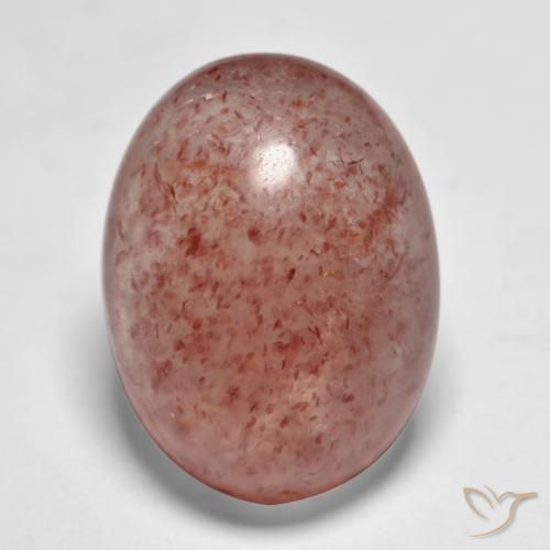 9.17ct طبيعي وردى محمر ترابى كوارتز الفراولة, بيضوي, نصف شفاف