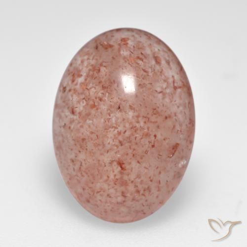 7.36ct طبيعي وردى برتقالى كوارتز الفراولة, بيضوي, نصف شفاف