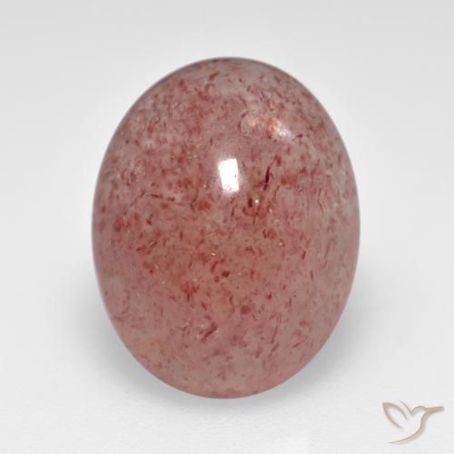 6.80ct طبيعي وردى فاتح-متوسط كوارتز الفراولة, بيضوي, نصف شفاف