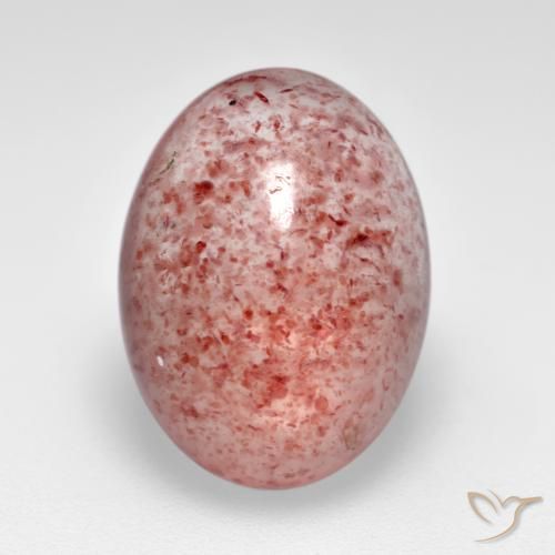7.67ct طبيعي وردى فاتح-متوسط كوارتز الفراولة, بيضوي, نصف شفاف