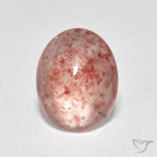 0.92ct طبيعي وردى ترابى كوارتز الفراولة, بيضوي, شفاف