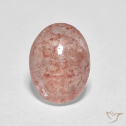 0.99ct طبيعي وردى متوسط كوارتز الفراولة, بيضوي, نصف شفاف