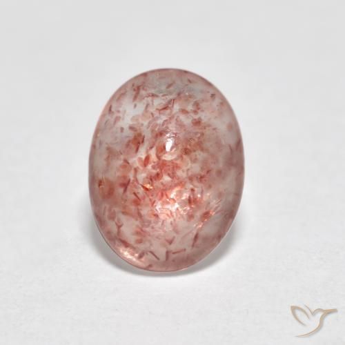 0.87ct طبيعي وردى متوسط كوارتز الفراولة, بيضوي, نصف شفاف