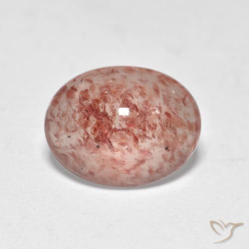 1.12ct طبيعي وردى متوسط كوارتز الفراولة, بيضوي, نصف شفاف
