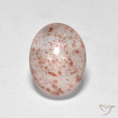 0.87ct طبيعي وردى ترابى كوارتز الفراولة, بيضوي, شفاف