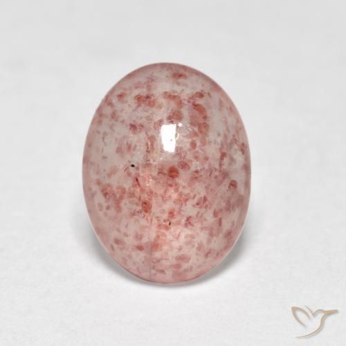 0.95ct طبيعي وردى ترابى كوارتز الفراولة, بيضوي, نصف شفاف