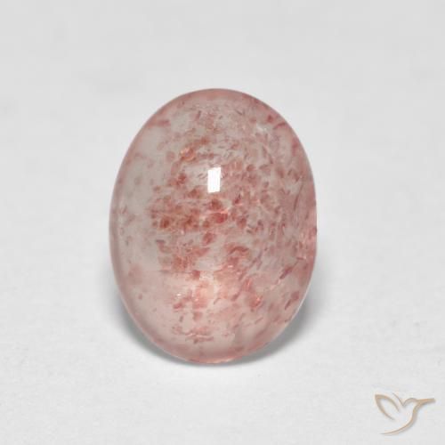 0.91ct طبيعي وردى ترابى كوارتز الفراولة, بيضوي, نصف شفاف