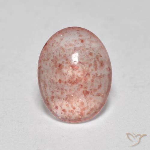 0.90ct طبيعي وردى ترابى كوارتز الفراولة, بيضوي, نصف شفاف