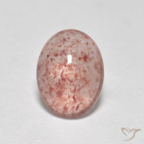 0.89ct طبيعي وردي فاتح كوارتز الفراولة, بيضوي, نصف شفاف