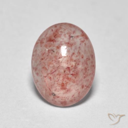 1.08ct طبيعي وردى ترابى كوارتز الفراولة, بيضوي, نصف شفاف