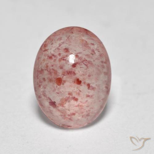 1.09ct طبيعي وردى متوسط كوارتز الفراولة, بيضوي, نصف شفاف