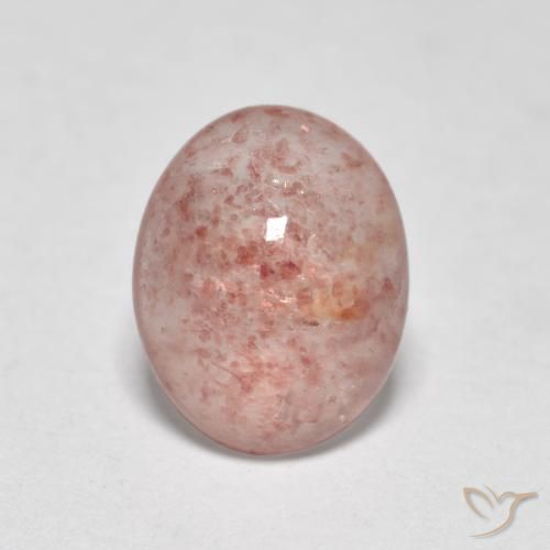 1.03ct طبيعي وردى ترابى كوارتز الفراولة, بيضوي, نصف شفاف