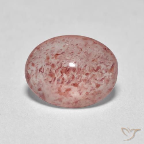 0.98ct طبيعي وردى فاتح-متوسط كوارتز الفراولة, بيضوي, نصف شفاف