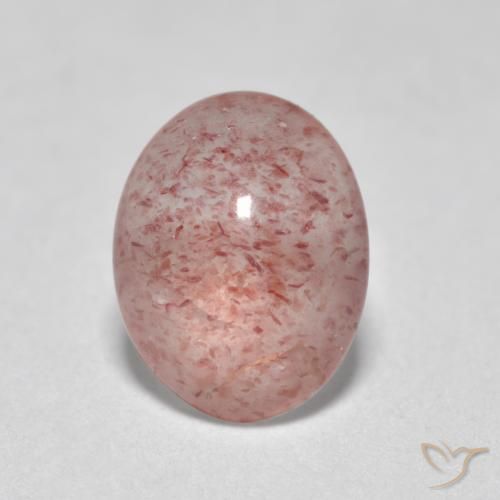 1.11ct طبيعي وردى فاتح-متوسط كوارتز الفراولة, بيضوي, نصف شفاف