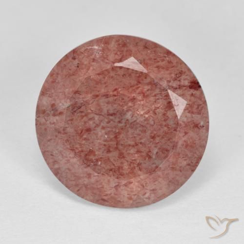 6.90ct طبيعي وردى متوسط كوارتز الفراولة, دائري, نصف شفاف