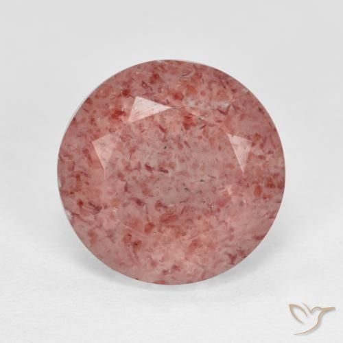 4.40ct طبيعي وردى زهرى كوارتز الفراولة, دائري, نصف شفاف