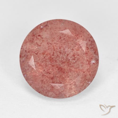 4.46ct طبيعي وردى متوسط كوارتز الفراولة, دائري, نصف شفاف