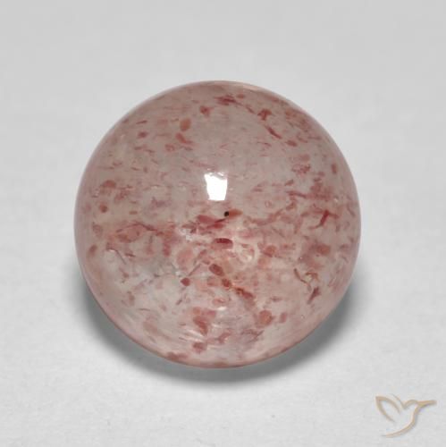 1.89ct طبيعي وردى ترابى كوارتز الفراولة, دائري, نصف شفاف